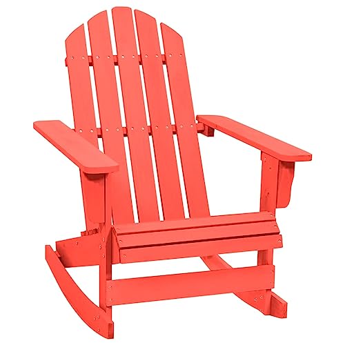 RMPOOML Outdoor Rocking Chair, Patio Rocking Chair, Deck Rocking Adirondack Chair Solid fir red. for Patio, Deck, Yard, Lawn and Garden