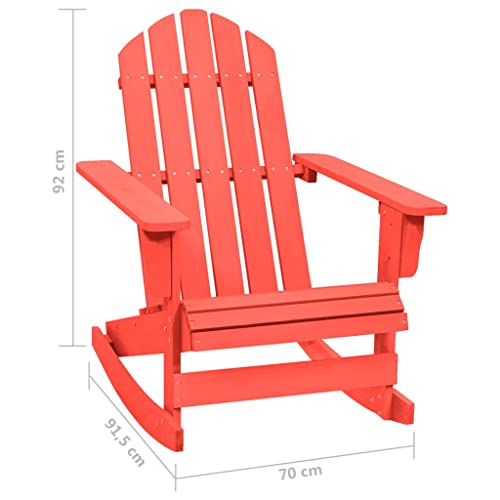 RMPOOML Outdoor Rocking Chair, Patio Rocking Chair, Deck Rocking Adirondack Chair Solid fir red. for Patio, Deck, Yard, Lawn and Garden