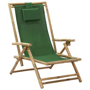 whopbxgad reclining relaxing chair sillas de patio,rocking patio chairs,suitable for patio, beach, picnic, sports, backyard, cabana, deck,green bamboo and fabric