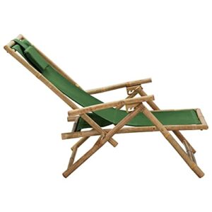 WHOPBXGAD Reclining Relaxing Chair sillas de Patio,Rocking Patio Chairs,Suitable for Patio, Beach, Picnic, Sports, Backyard, Cabana, Deck,Green Bamboo and Fabric