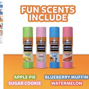 Elmer’s Scented Clear Glue Sticks, Safe and Nontoxic, Assorted Dessert Scents, 24 Count & Disappearing Purple School Glue, Washable, 12 Pack