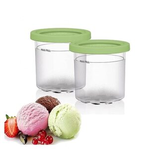 disxent 2/4/6pcs creami pints and lids, for ninja creami ice cream maker,16 oz creami pints safe and leak proof compatible with nc299amz,nc300s series ice cream makers,green-6pcs