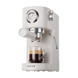 jassy espresso coffee machine 20 bar cappuccino maker compact design with powerful milk frother/steam wand for espresso/cappuccino/latte,1.2l water tank,1376w