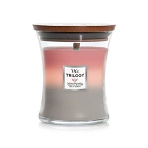 WoodWick Large Hourglass Candle, Coastal Sunset, 21.5 oz & Shoreline Medium Hourglass Trilogy Candle, 9.7 oz.