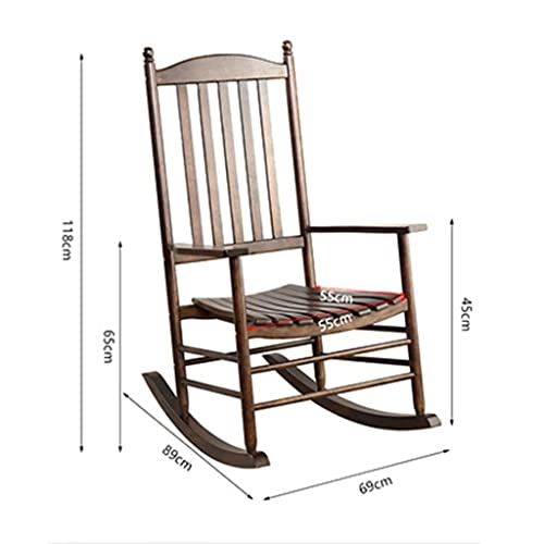 BTZHY Recliner Chair,89 * 69 * 118Cm, Porch Rocking Chair, Solid Wood Rocker for Outdoor Indoor Use, Natural Solid Wood Oak, Single Chairs for Patio Deck Garden