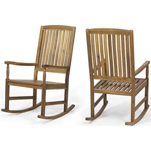 afuera living outdoor acacia wood rocking chairs (set of 2) teak