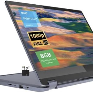 Lenovo IdeaPad 2023 Newest Flex 3i Chromebook Spin 2-in-1 Convertible Laptop Student Business, Intel Pentium Silver N6000, 15.6" FHD IPS Touchscreen, 8GB RAM, 64GB eMMC,WiFi 6, Chrome OS+MarxsolCables