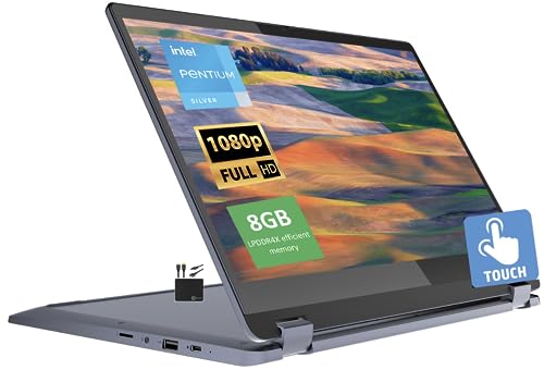 Lenovo IdeaPad 2023 Newest Flex 3i Chromebook Spin 2-in-1 Convertible Laptop Student Business, Intel Pentium Silver N6000, 15.6" FHD IPS Touchscreen, 8GB RAM, 64GB eMMC,WiFi 6, Chrome OS+MarxsolCables