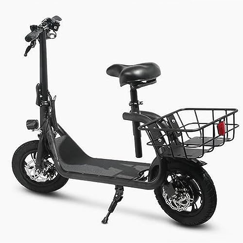 Electric Scooter for Adults, 20 Miles Range 15.5MPH Foldable Commuter E-Scooter with Seat, 450W Powerful Motor 36V 8Ah Battery 12" Air Tire Sport Scooters with Basket (Black)