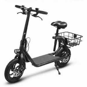 Electric Scooter for Adults, 20 Miles Range 15.5MPH Foldable Commuter E-Scooter with Seat, 450W Powerful Motor 36V 8Ah Battery 12" Air Tire Sport Scooters with Basket (Black)