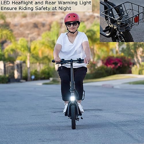 Electric Scooter for Adults, 20 Miles Range 15.5MPH Foldable Commuter E-Scooter with Seat, 450W Powerful Motor 36V 8Ah Battery 12" Air Tire Sport Scooters with Basket (Black)
