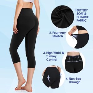 we fleece 3 Pack Black Capri Leggings for Women-Soft High Waisted Tummy Control Non See Through Workout Running Yoga Pants(A-3 Pack-Black,Black,Black,2XL-3XL)
