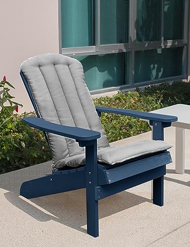 YEFU Outdoor Rocking Chair with Thin Cushion, Adirondack Chair for Indoor and Outdoor, Used in Patio, Fire Pit, Deck, Garden, Campfire Chairs(Black Chair+Gray Cushion)