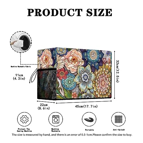 Mumeson Boho Flower Sewing Machine Cover Durable Polyester Sewing Machine Dust Cover Universal Fit Most Singer and Brther Sewing Machine
