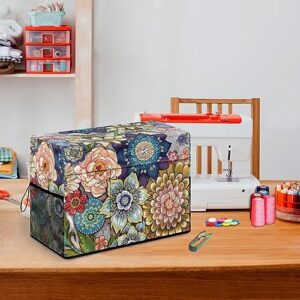 Mumeson Boho Flower Sewing Machine Cover Durable Polyester Sewing Machine Dust Cover Universal Fit Most Singer and Brther Sewing Machine