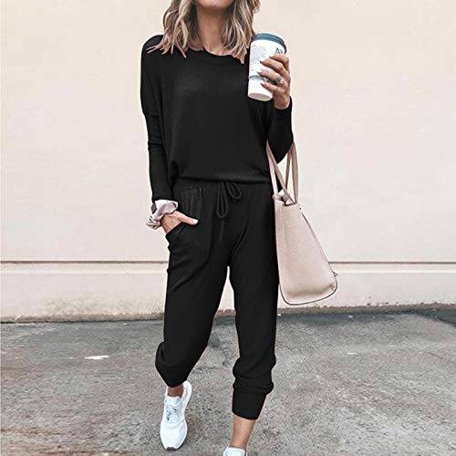 Women's Two Piece Outfits Sweater Sets Knit Pullover Tops and High Waisted Pants Tracksuit Lounge Sets wide leg pants for women 2023 outfits