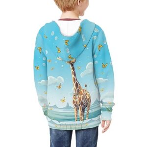 DISNIMO Giraffe Hoodies for Girls Size 8-10 Kids Zip Up Hoodie Sweatshirt Teen Girls Lightweight Fall Jacket Casual Long Sleeve Pullover Top