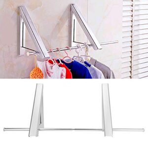 Clothes Drying Rack, 80cm Rod Wall Mounted Dual Bracket Space Aluminum Retractable Folding Drying Rack for Home(silver)