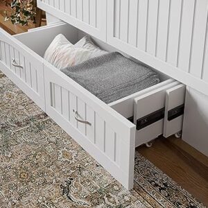 AFI, Sydney Modern Coastal Queen Solid Wood Murphy Bed Chest with Mattress in White