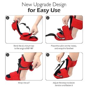 Runkelai Plantar Fasciitis Night Splint: 2 Packs Upgraded Plantar Fasciitis Brace with Support Plate for Plantar Fasciitis Relief Achilles Tendonitis Relief Foot Drop Heel Arch Pain Support for Women Black-Red