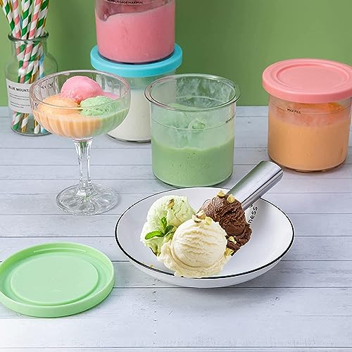 EVANEM 2/4/6PCS Creami Deluxe Pints, for Creami Ninja,16 OZ Ice Cream Containers Airtight and Leaf-Proof Compatible NC301 NC300 NC299AMZ Series Ice Cream Maker,Green-2PCS