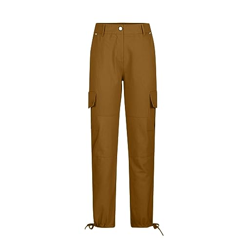 Khaki Cargo Pants for Women 2023 ofertas de Cargo Jogger Pants Tactical Streetwear Casual Pants Belted Stretchy Pants with Pocket Y2k Fashion Pants Brown M