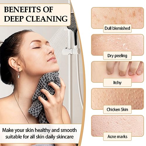 Exfoliating Washcloth Face & Body Scrub Towel Premium Japanese Scrub Wash Cloth Deep Cleanse for Body Face Exfoliating Body Scrubber with 2 Sides for Scrubbing (black)