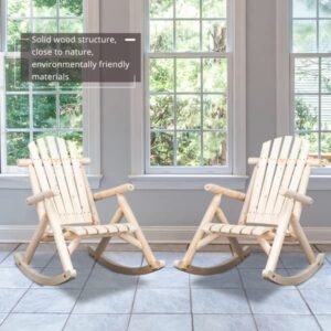 INXXCOROO Rustic Fir Wood 65x95x96cm Outdoor Patio Courtyard Rocking Chair with Log Finish for Backyard and Front Porch