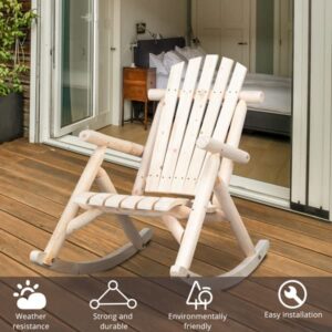 INXXCOROO Rustic Fir Wood 65x95x96cm Outdoor Patio Courtyard Rocking Chair with Log Finish for Backyard and Front Porch