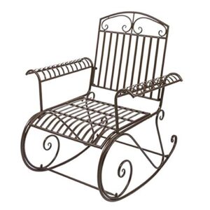 inxxcoroo outdoor wrought iron bent arm single rocking chair, dark brown