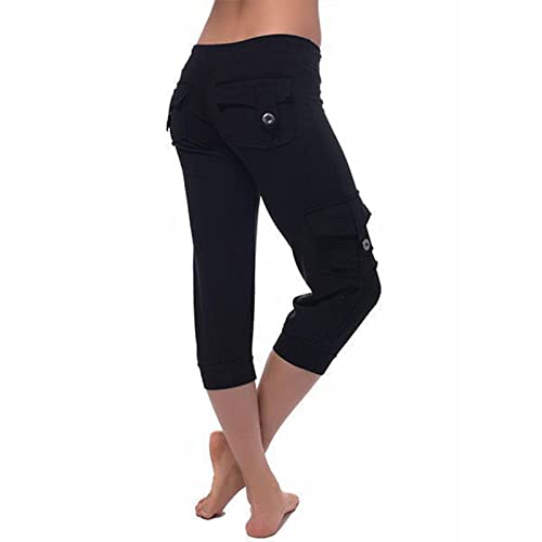 XUNRYAN Cargo Pants Womens Bootcut Yoga Workout Cropped Trousers Stretch Waist Athletic Fitness Sweatpants Casual Capri Pants