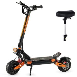 electric scooter for adults,yenghome 5600w 50 mph 60v 28ah off road e scoocter foldable double suspensions with 11 inch vacuum tires and detachable seat&bag