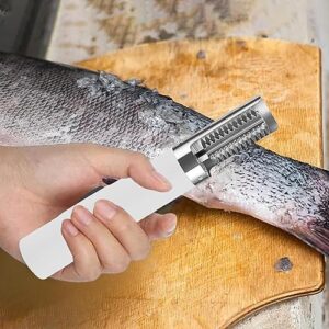 Bothyi Electric Fish Scaler Cleaner Durable Metal Seafood Tools Easy Grip Without Fuss or Mess Fish Cleaning Tools Fish Skinner for Home Cooks Chef, White