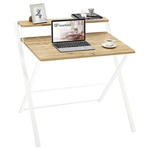 GreenForest Folding Desk No Assembly Required and L Shaped Desk with Drawers, 69 inch Corner Compuer Desk