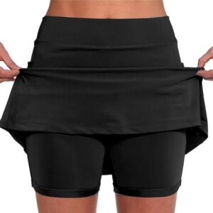biker shorts women tennis skorts skirts with pockets built-in shorts high waist athletic golf workout running shorts plus size black xxxxxl