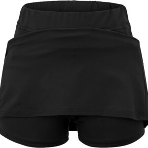 Biker Shorts Women Tennis Skorts Skirts with Pockets Built-in Shorts High Waist Athletic Golf Workout Running Shorts Plus Size Black XXXXXL