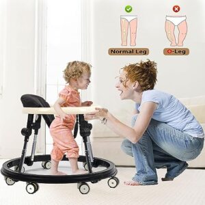 Napei Foldable Baby Walker with Wheels, Baby Walker & Activity Center for Boys Girls 6-18 Months, Enlarged Chassis Baby Walker and Bouncer Combo, Seat & Height Adjustable Toddler Walker, Anti-Rollover