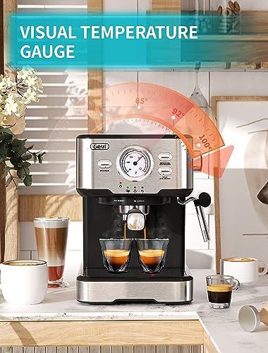 Gevi Espresso Machine, Espresso Maker with Milk Frother Steam Wand, Compact Espresso Super Automatic Espresso Machines for home with 34oz Removable Water Tank for Cappuccino, Latte