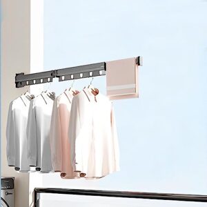 aevxkhi retractable clothes drying rack wall mounted clothes hanger rack space saver wall laundry drying rack rustproof collapsible clothes rack for balcony patio (2-fold)