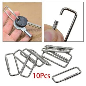 Esquirla 10x Rectangle Carabiner Clips DIY Keychain Clips Metal, Multifunctional Portable Lightweight Spring Buckle Hook for Outdoor Backpack Dog Tags