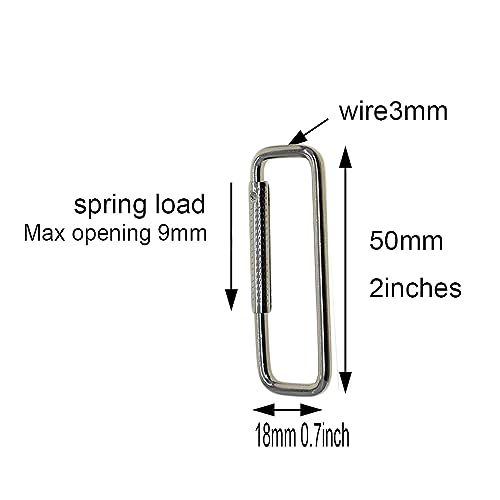 Esquirla 10x Rectangle Carabiner Clips DIY Keychain Clips Metal, Multifunctional Portable Lightweight Spring Buckle Hook for Outdoor Backpack Dog Tags