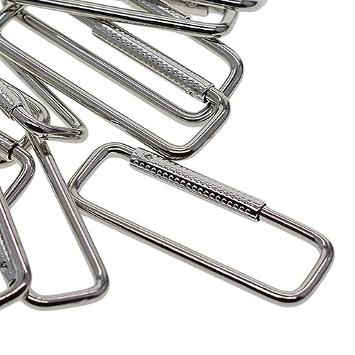 Esquirla 10x Rectangle Carabiner Clips DIY Keychain Clips Metal, Multifunctional Portable Lightweight Spring Buckle Hook for Outdoor Backpack Dog Tags