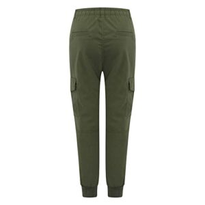 NEBZCIV Women's Cargo Pants Casual Outdoor Pant Cotton Hiking Trousers Drawstring Fishing Straight Summer Autumn Pants Army Green