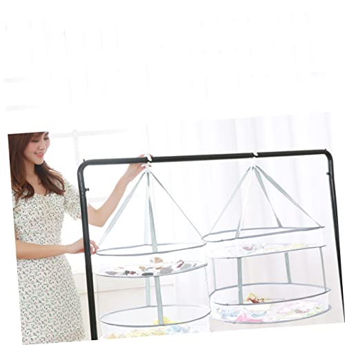 Alipis Double-Layer Laundry Hanging Net Mesh Basket Dryer Foldable Hanging Net Grey Double Layer Drying Rack Clothes Dryer Net Laundry Hanger Net