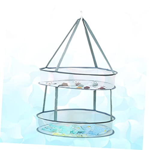 Alipis Double-Layer Laundry Hanging Net Mesh Basket Dryer Foldable Hanging Net Grey Double Layer Drying Rack Clothes Dryer Net Laundry Hanger Net