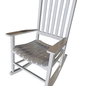 NOrhi Outdoor Wood Porch Rocking Chair, White Color, Weather Resistant Finish