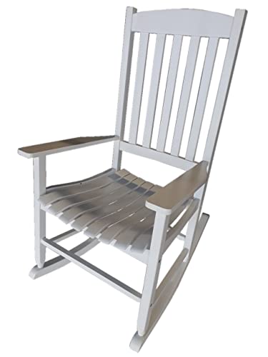 NOrhi Outdoor Wood Porch Rocking Chair, White Color, Weather Resistant Finish