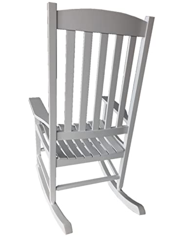 NOrhi Outdoor Wood Porch Rocking Chair, White Color, Weather Resistant Finish