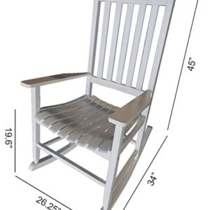 NOrhi Outdoor Wood Porch Rocking Chair, White Color, Weather Resistant Finish