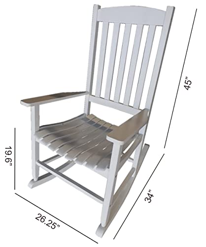 NOrhi Outdoor Wood Porch Rocking Chair, White Color, Weather Resistant Finish